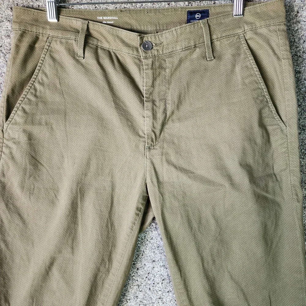 AG Adriano Goldschmied The Marshall Pants Mens 36‎ Slim Straight Green EUC